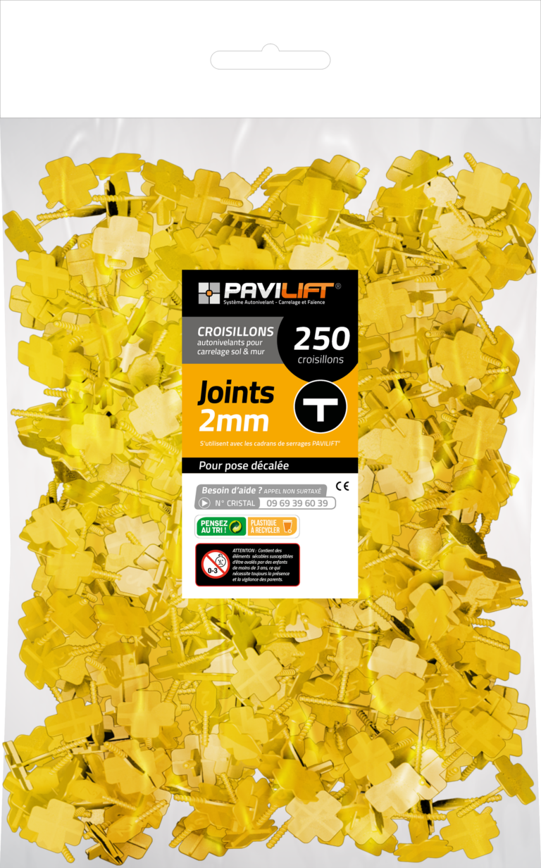 Sachet de 250 croisillons croisillons autonivelants PAVILIFT 2 mm en T
