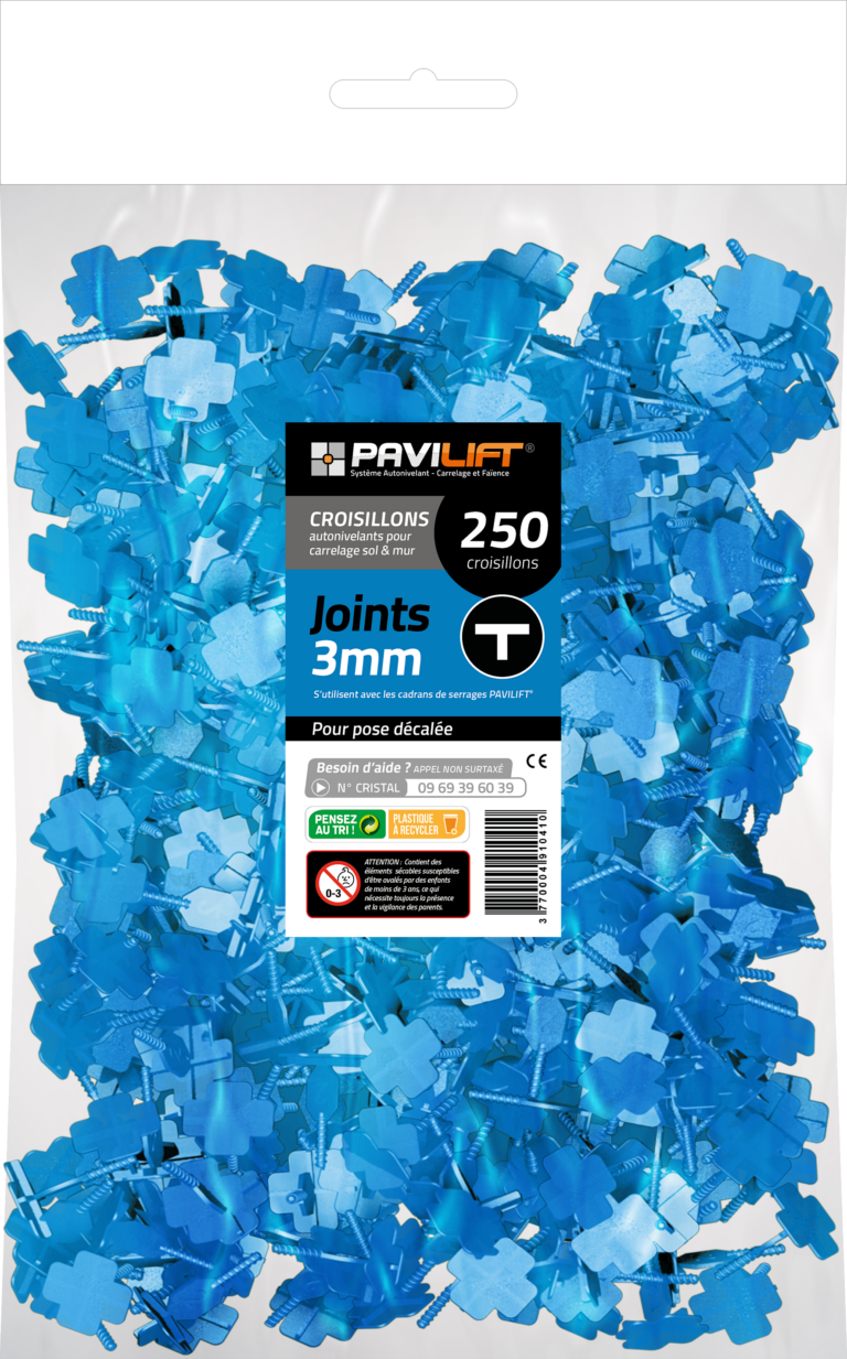 Sachet de 250 croisillons autonivelants PAVILIFT 3 mm en T