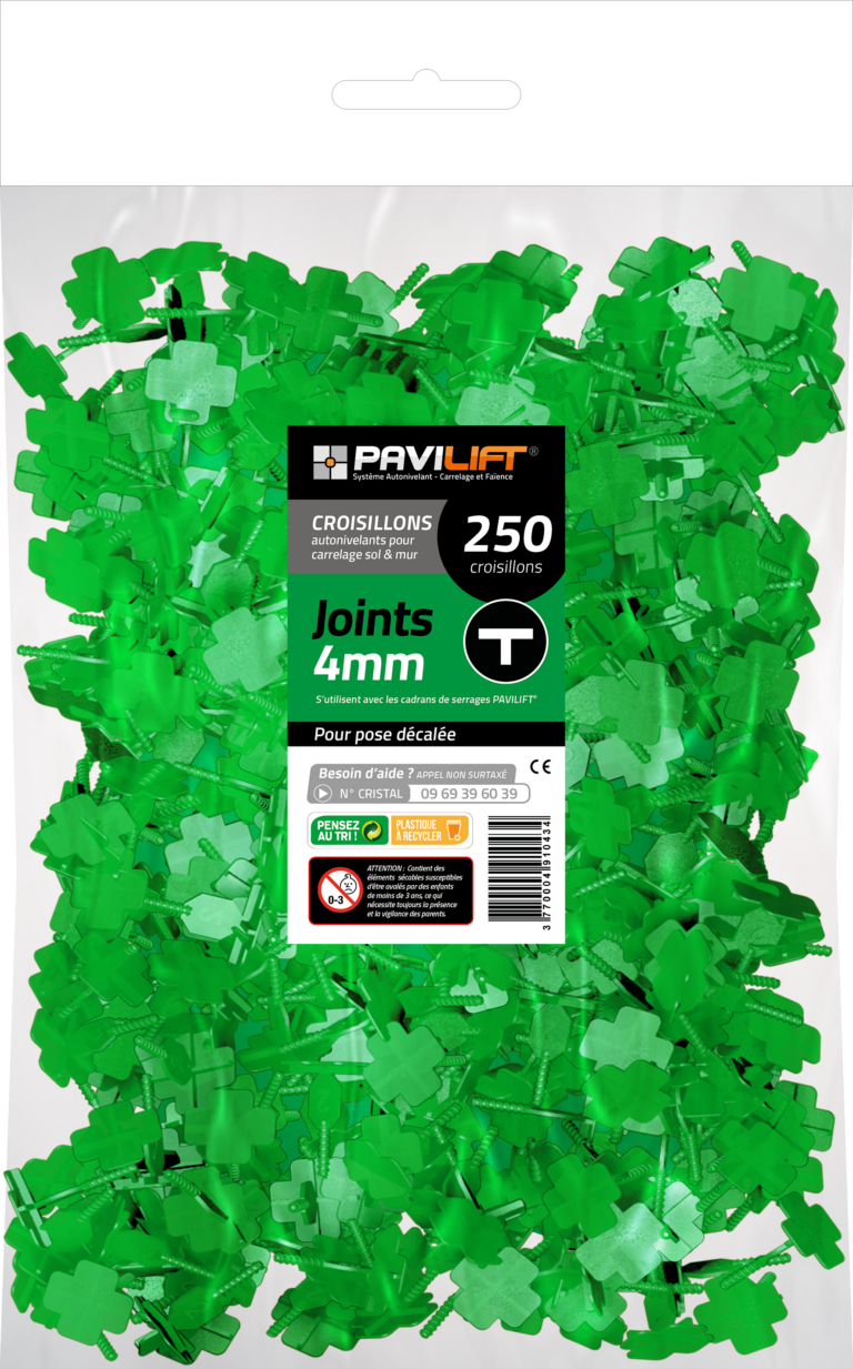 Sachet de 250 croisillons croisillons autonivelants PAVILIFT 4 mm en T