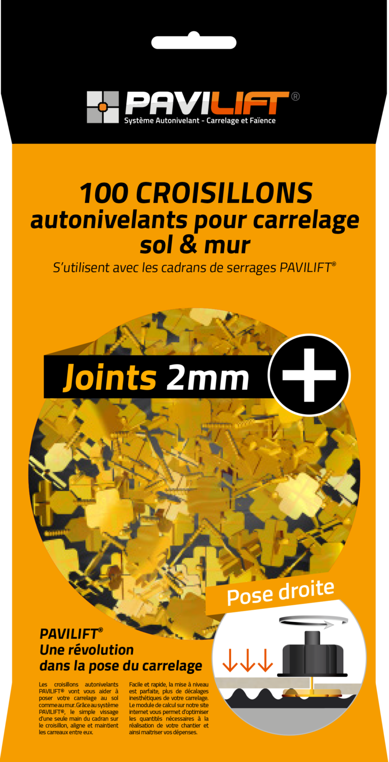 Sachet de 100 croisillons autonivelants PAVILIFT 2 mm en +