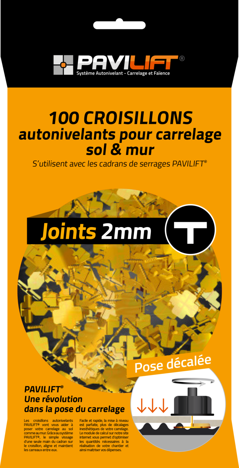 Sachet de 100 croisillons autonivelants PAVILIFT 2 mm en T