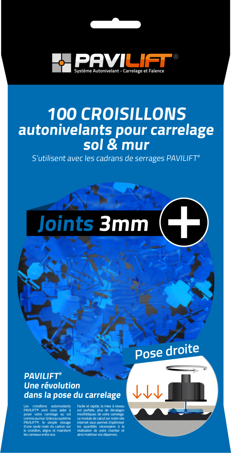 Sachet de 100 croisillons autonivelants PAVILIFT 3 mm en +