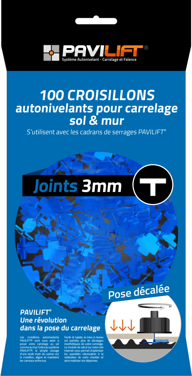 Sachet de 100 croisillons autonivelants PAVILIFT 3 mm en T